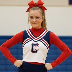 Chasse Cheer Adult Medium all red long sleeve crop top dance zipper back